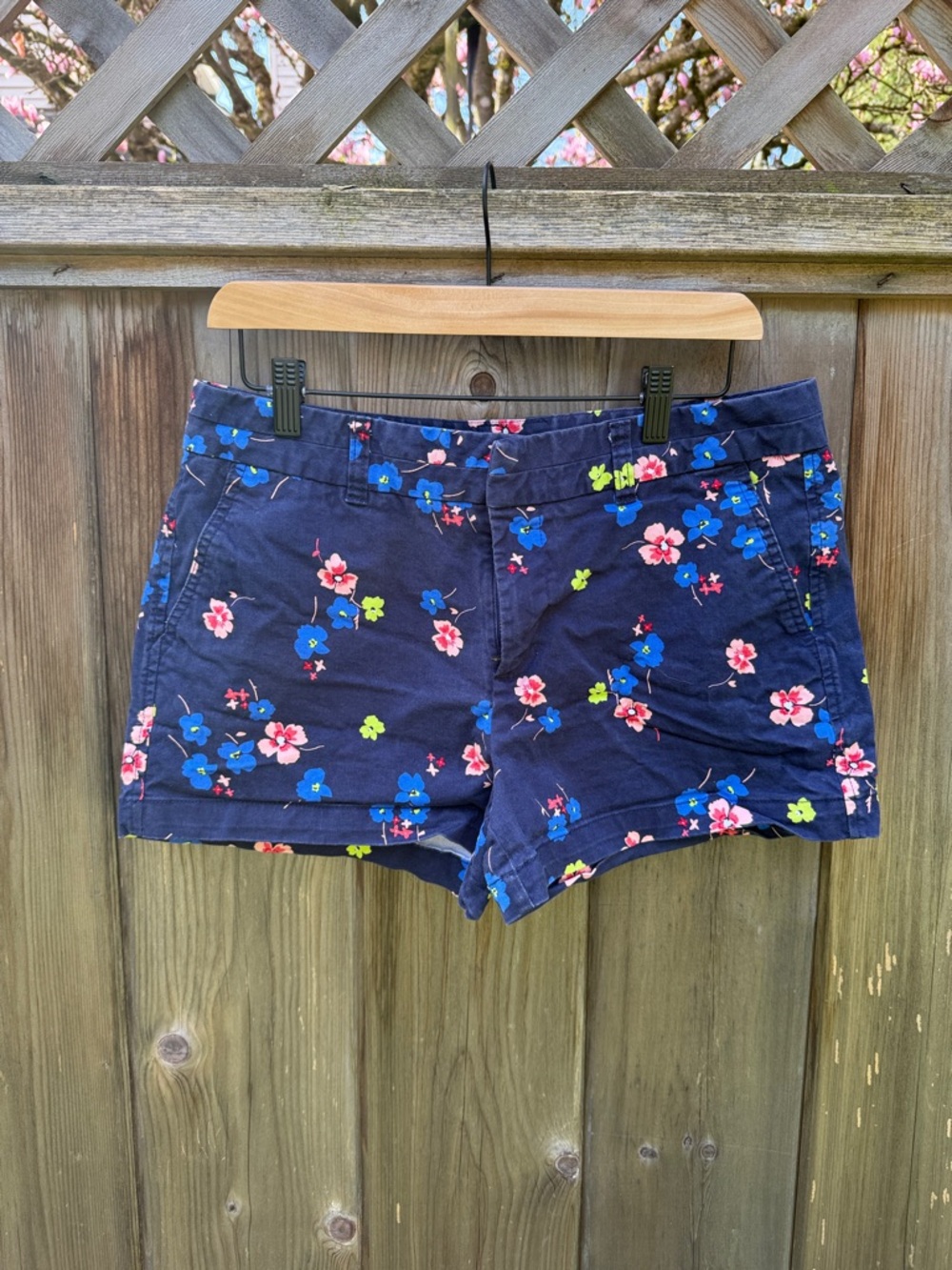 GAP Navy Floral Cotton Blend Shorts